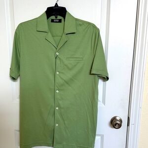 Murano Light Green Short-Sleeve Camp Collar Button-Down Shirt